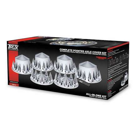 Trux THUBC4 Wheel Accessories Hub Cover Kit Front Rear Pointed Chrome Plastic With Threaded Nut Covers Trux THUBC4 Wheel Accessories Hub Cover Kit Front Rear Pointed Chrome Plastic With Threaded Nut Covers