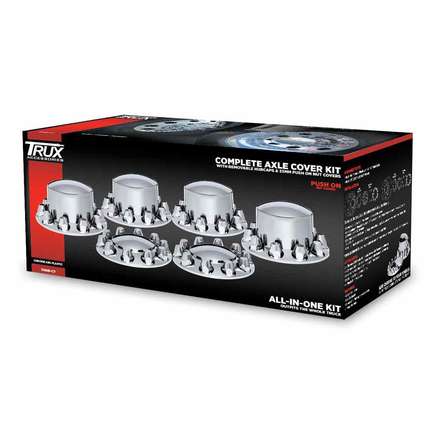 Trux THUBC7  Wheel Accessories Hub Cover Kit Front  Rear Chrome Plastic With Push On Nut Covers