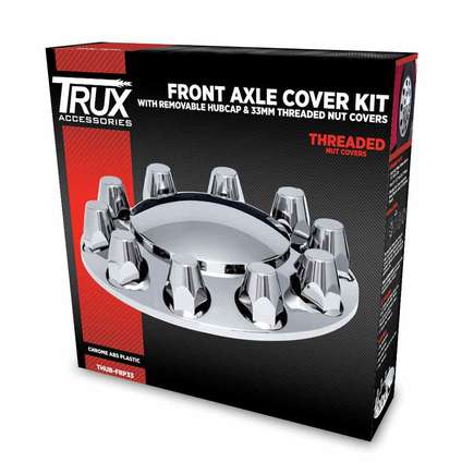 Trux THUBFRP33  Wheel Accessories Hub Cover Front Chrome Plastic With 33mm Threaded Nut Covers