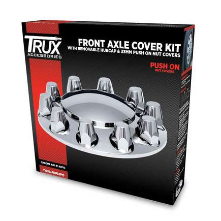 Trux THUBFRP33PO  Wheel Accessories Hub Cover Front Chrome Plastic With 33mm Push On Nut Covers