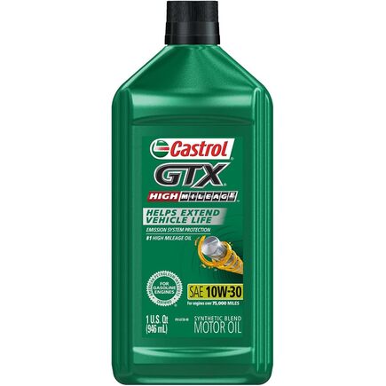 Castrol 06450 - Motor Oil Gtx High Mileage Sae 10 W 30, Synthetic Blend, 1 Quart