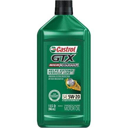 Castrol 15B6E6 - Motor Oil Gtx High Mileage Sae 5 W 20, Synthetic Blend, 1 Quart