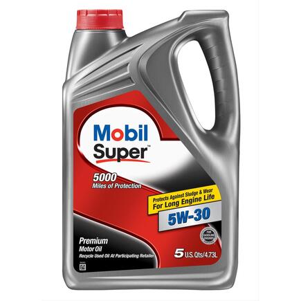 Mobil Oil 124407 - Mobil Super Motor Oil Synthetic Blend, 5 W 30, 5 Quarts