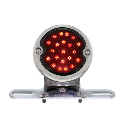 United Pacific 20216 - Tail Light Motorcycle, Chrome, Rear Fender Lp Bracket Mount, With 1933 1936 Ford Style Led Tail Light