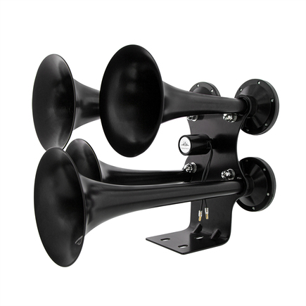 United Pacific 46158 - Air Horn Trumpet Black, 4 Trumpets, Competition Series, With Mounting Pad And Hardware