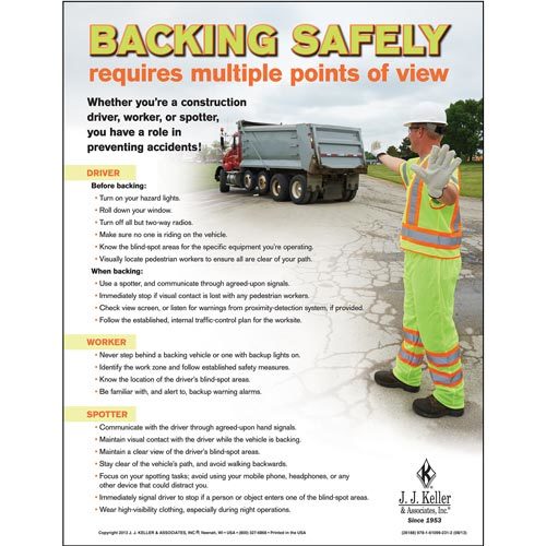 26188 by JJ KELLER Backing Construction Safety Poster "Backing