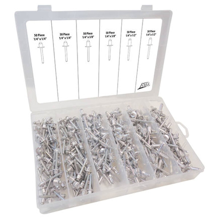 Atd Tools 341  Aluminum Rivet Assortment 300 Pc Dome Head For ManualAir Rivet Guns