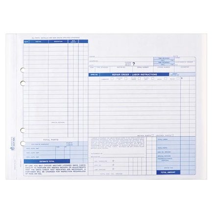 Jj Keller 58347  Auto Repair Form Snap Out Format Stock Carbon Auto Repair Form