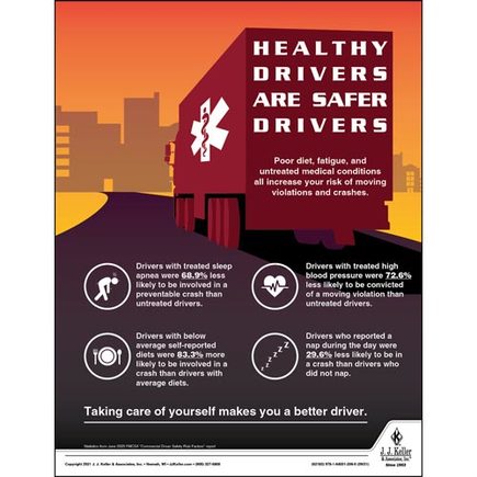 Jj Keller 62183 - Healthy Drivers Are Safer Drivers Transportation Safety Poster Healthy Drivers Are Safer Drivers
